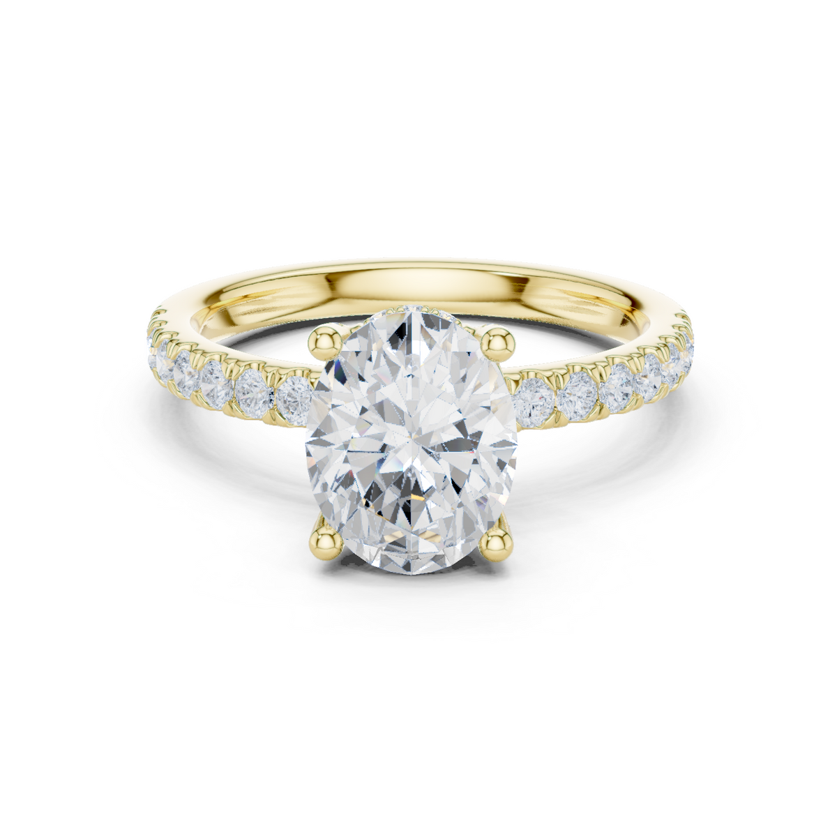 14K Solid Gold Lab Diamond Solitaire Ring, Yellow Gold