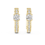 14K Solid Gold Lab Diamond Huggie Earrings, Yellow Gold