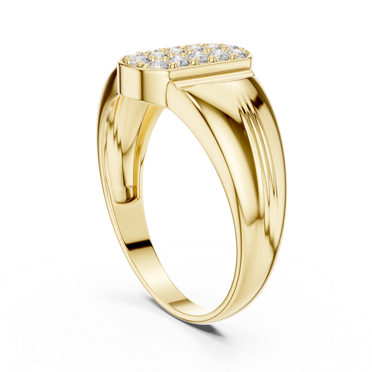 14K Solid Gold Lab Diamond Cluster Ring, Yellow Gold, view 1