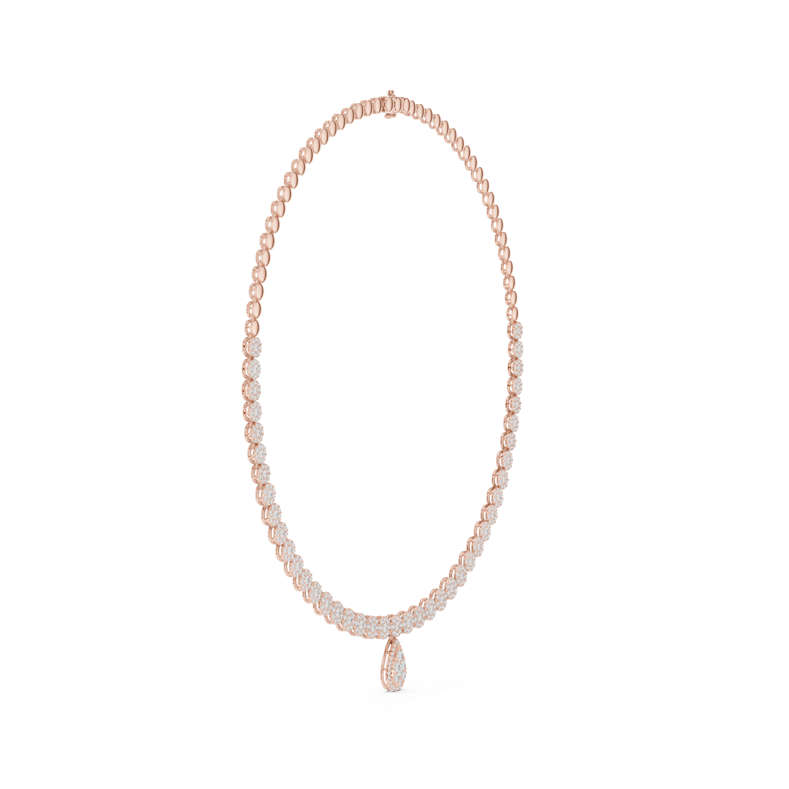 14K Solid Gold Lab Diamond Tennis Necklace, Rose Gold, view 3