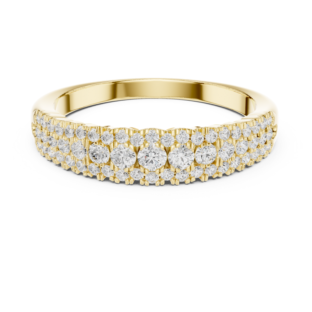 14K Solid Gold Lab Diamond Eternity Ring, Yellow Gold