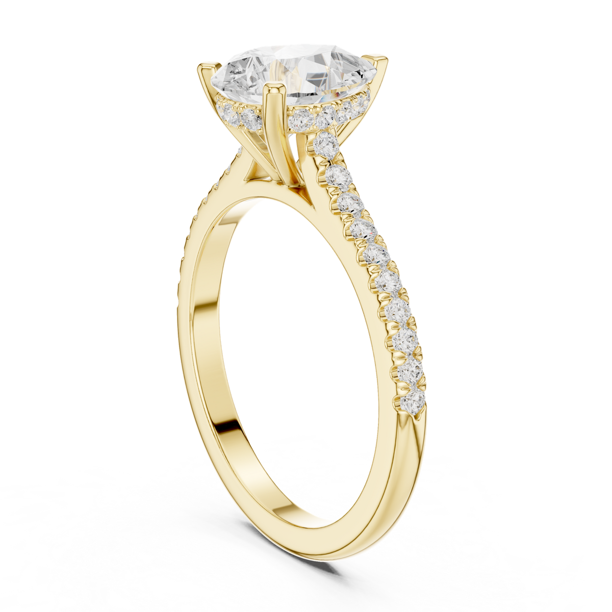 14K Solid Gold Lab Diamond Solitaire Ring, Yellow Gold, view 1