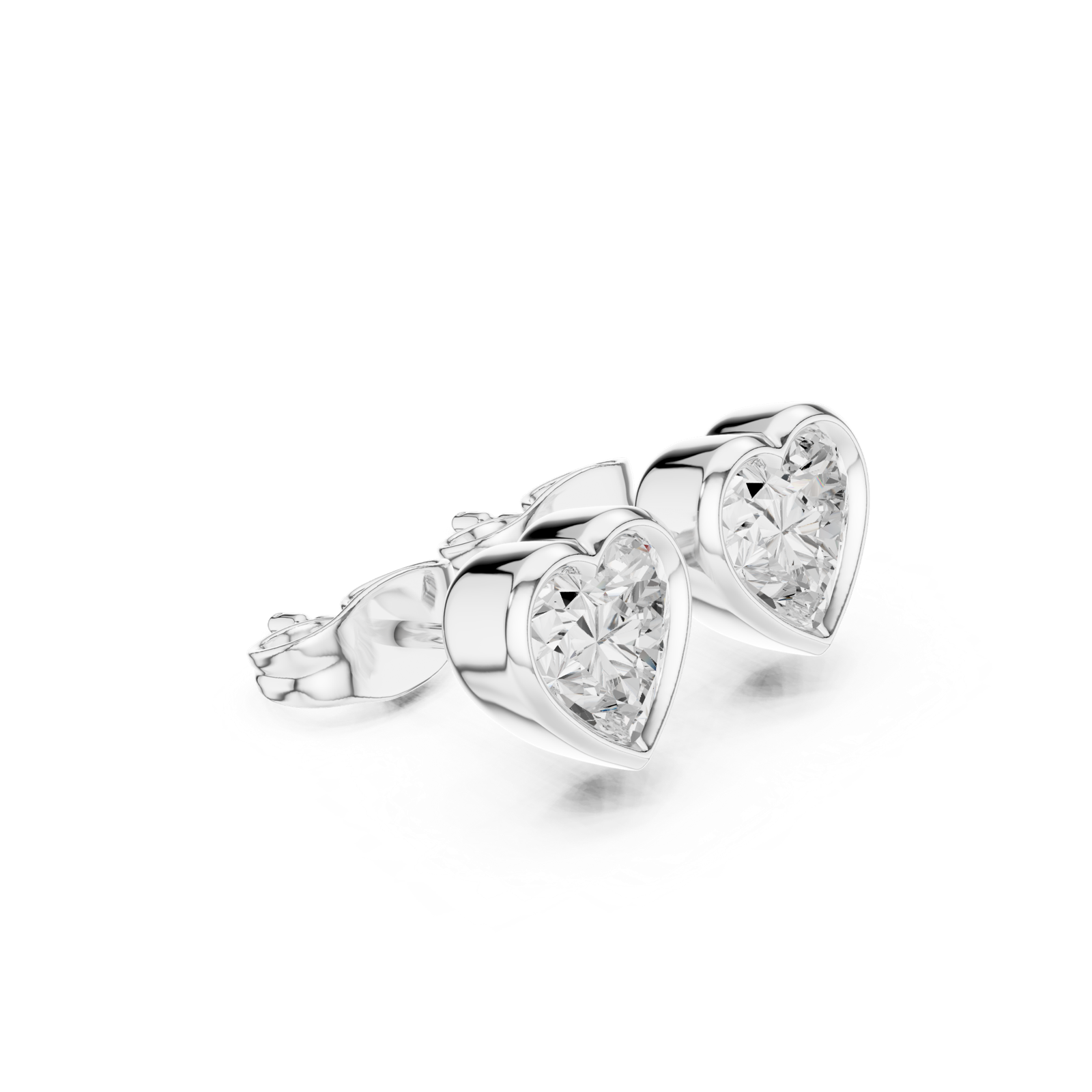 Gold Jewelry DDER-001, Heart center stone, White Gold, view 1
