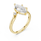 Gold Ring DDLR-164, Marquise center stone, Yellow Gold, view 2