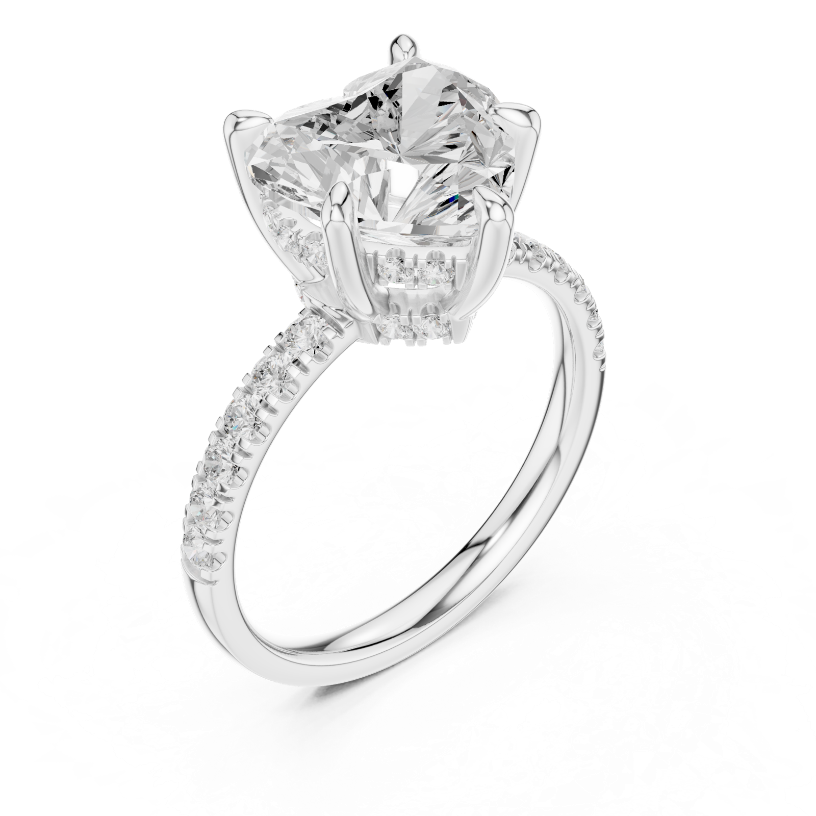 Gold Ring DDLR-259, Heart center stone, White Gold, view 2