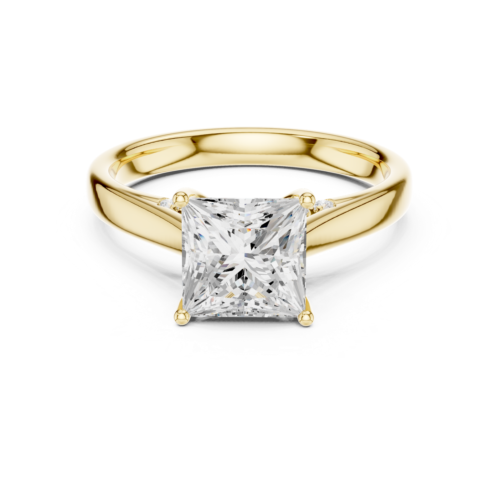 Gold Jewelry L36-18, Princess center stone, Yellow Gold, view 4