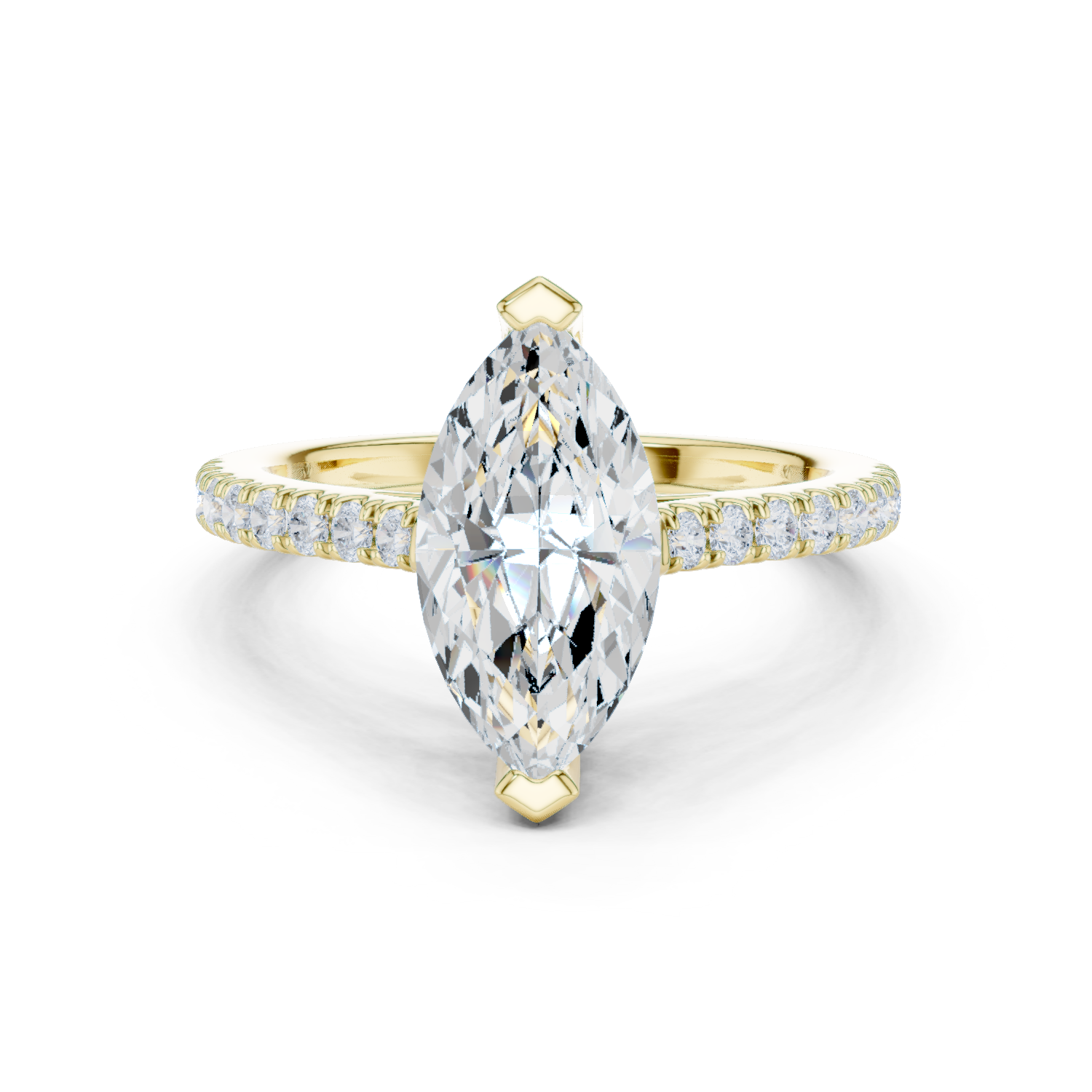 Gold Ring DDLR-039, Marquise center stone, Yellow Gold