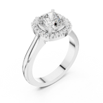 Gold Ring, Cushion center stone, White Gold, view 2