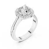 Gold Ring, Cushion center stone, White Gold, view 2
