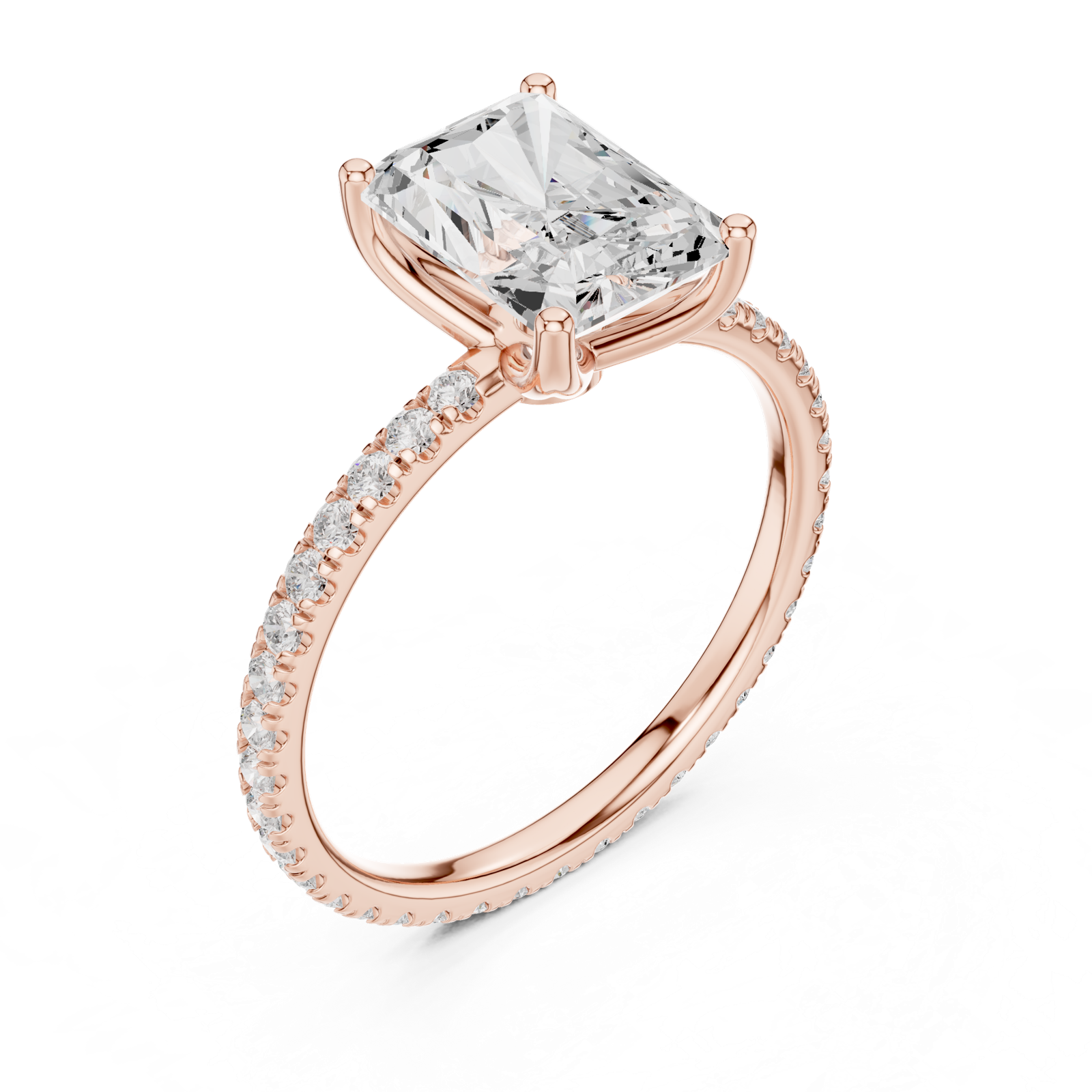 Gold Jewelry L36-16, Radiant center stone, Rose Gold, view 2