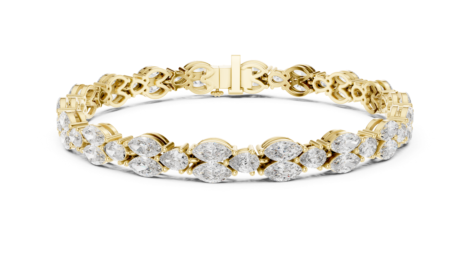 14K Solid Gold Lab Diamond Bracelet, Yellow Gold, view 4