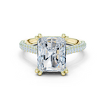 Gold Ring DDLR-260, Radiant center stone, Yellow Gold