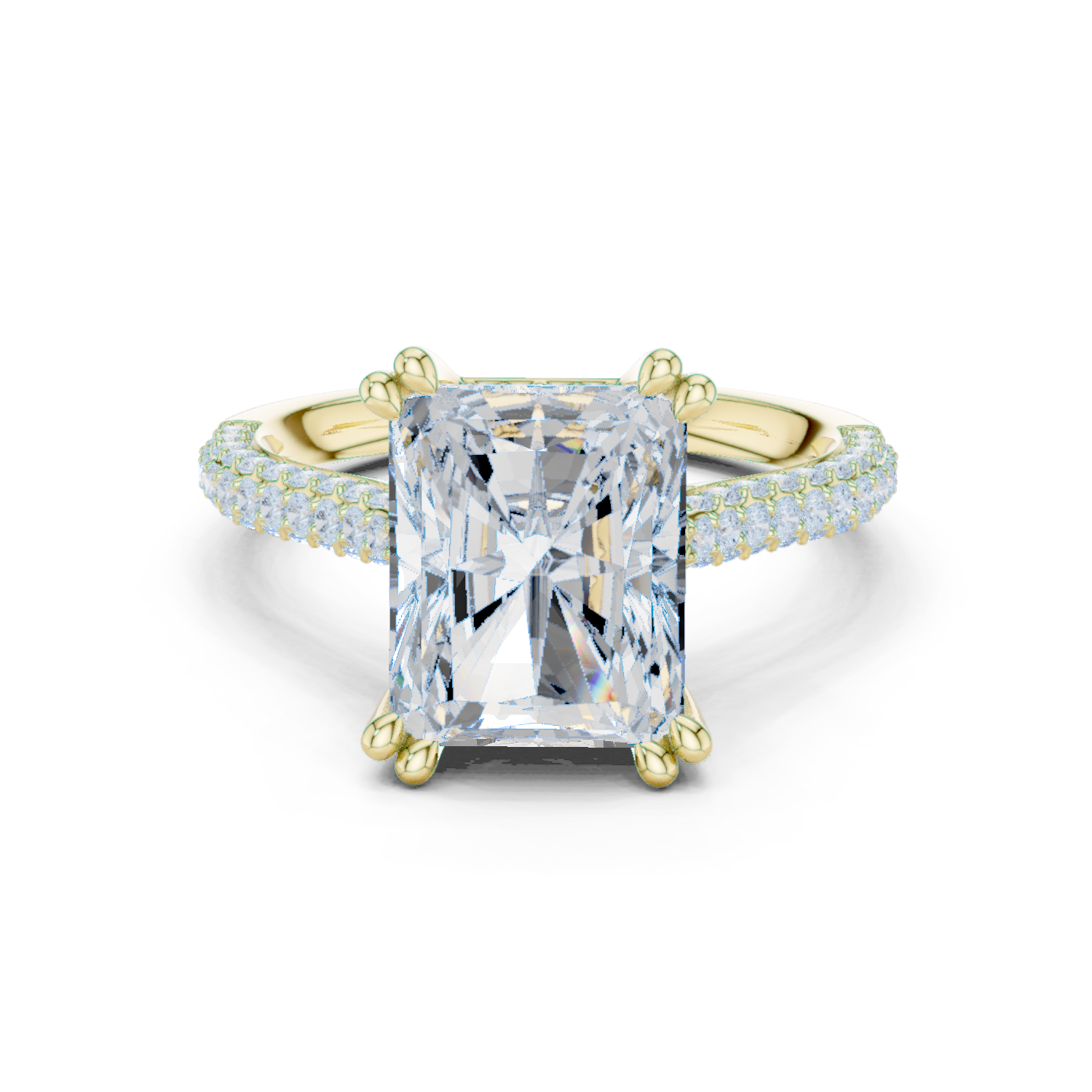 Gold Ring DDLR-260, Radiant center stone, Yellow Gold
