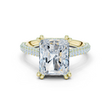 Gold Ring DDLR-260, Radiant center stone, Yellow Gold