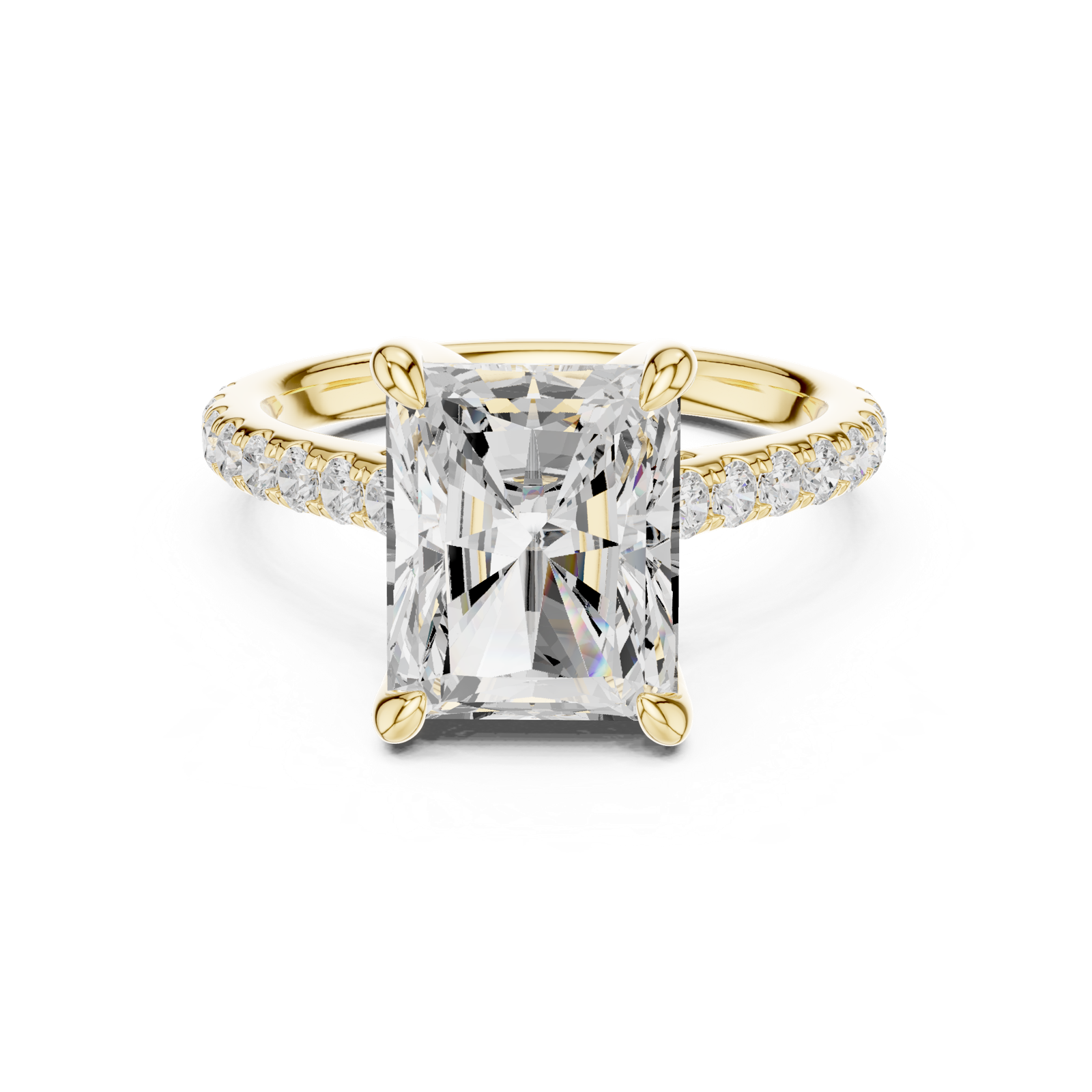 Gold Ring DDLR-250, Radiant center stone, Yellow Gold, view 4