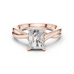 Gold Twisted Band Solitaire Engagement Ring, Radiant center stone, Rose Gold