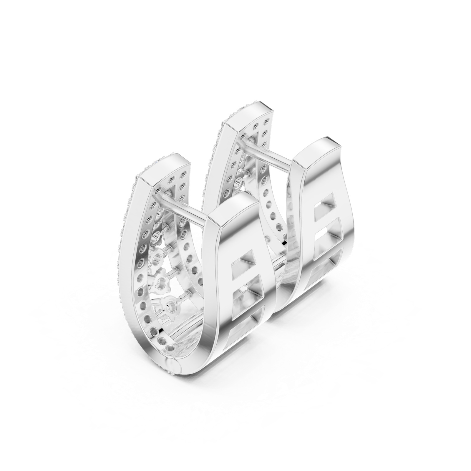 14K Solid Gold Lab Diamond Cluster Earrings, White Gold, view 2