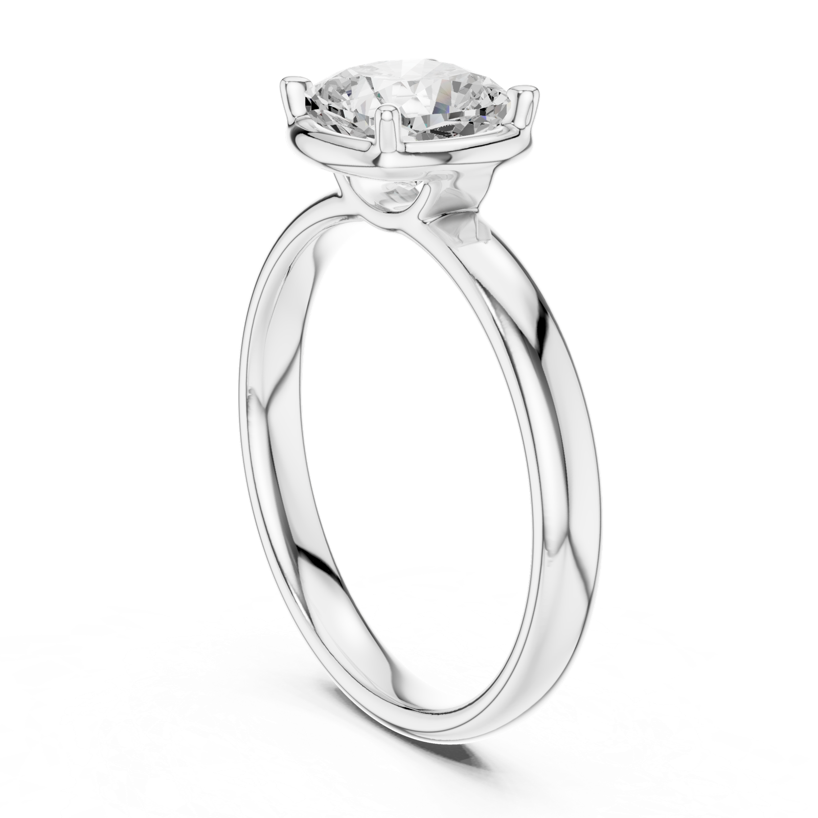 Gold Jewelry, Cushion center stone, White Gold, view 1