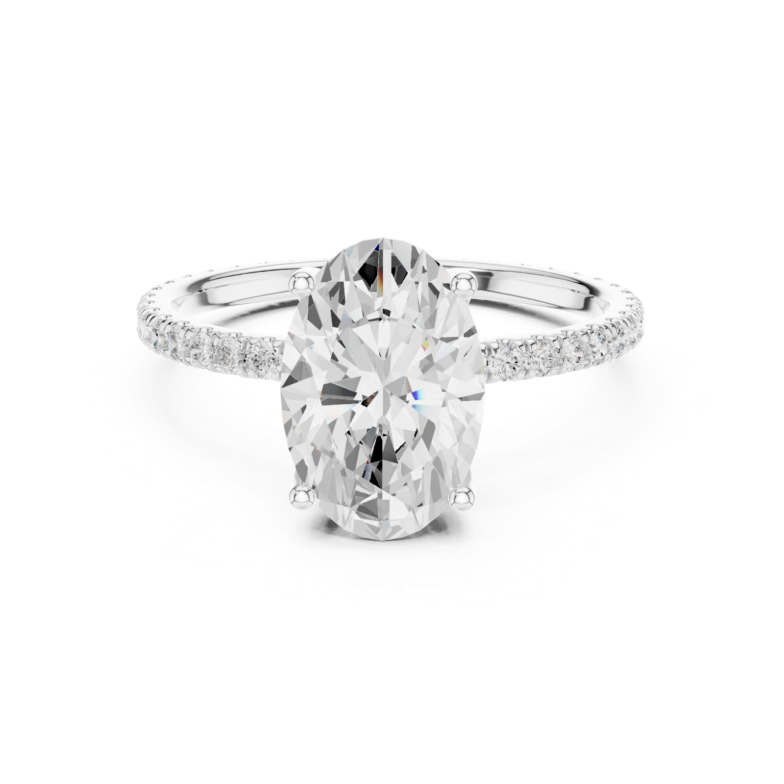 Gold Jewelry L36-16, Oval center stone, White Gold, view 4
