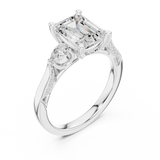Gold Ring DDLR-284, Emerald center stone, White Gold, view 2