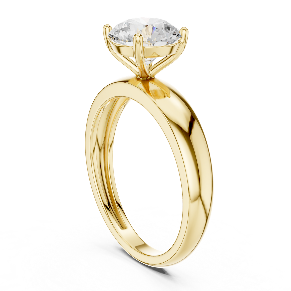 14K Solid Gold Lab Diamond Solitaire Ring, Yellow Gold, view 1
