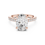 Gold Ring DDLR-250, Oval center stone, Rose Gold, view 4