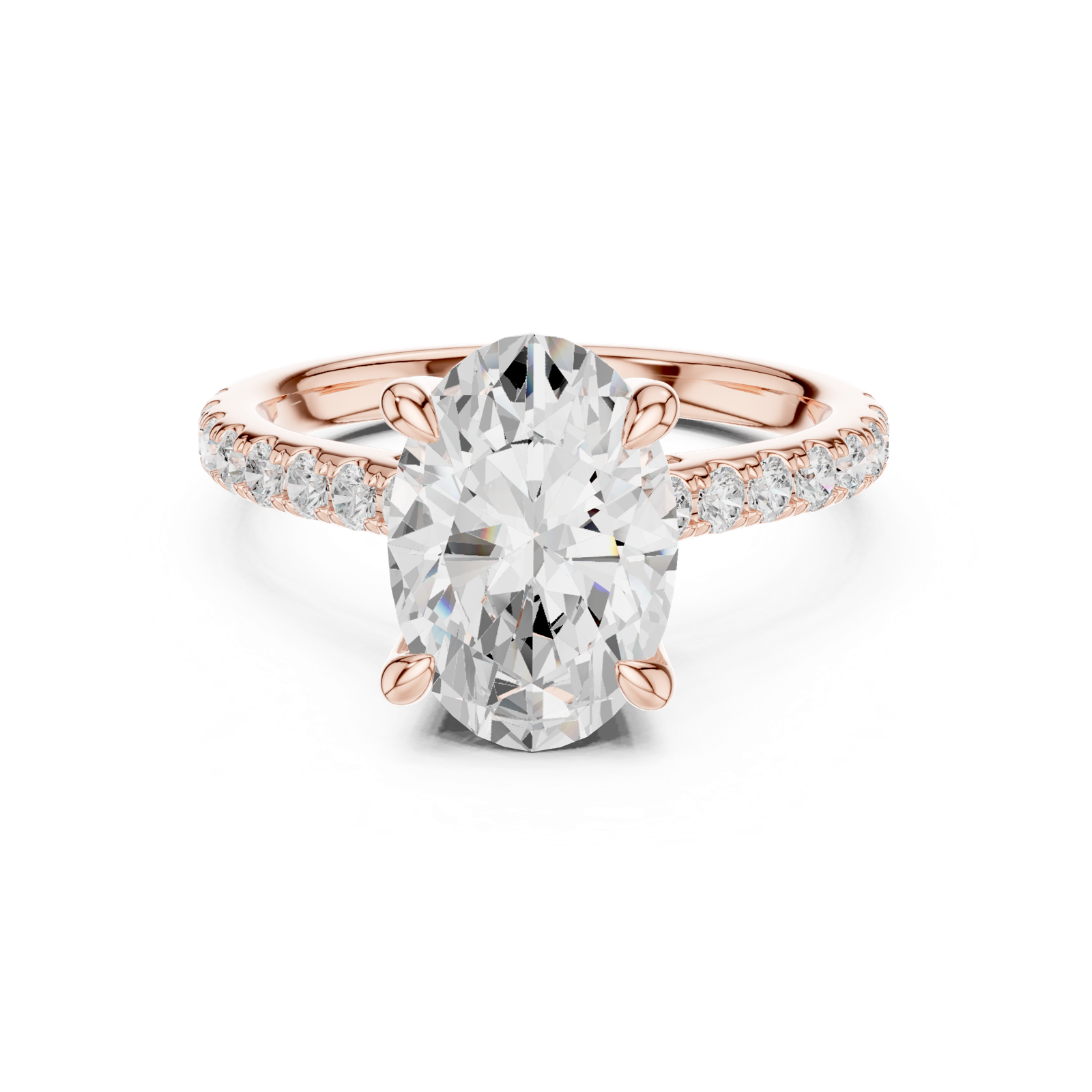 Gold Ring DDLR-250, Oval center stone, Rose Gold, view 4