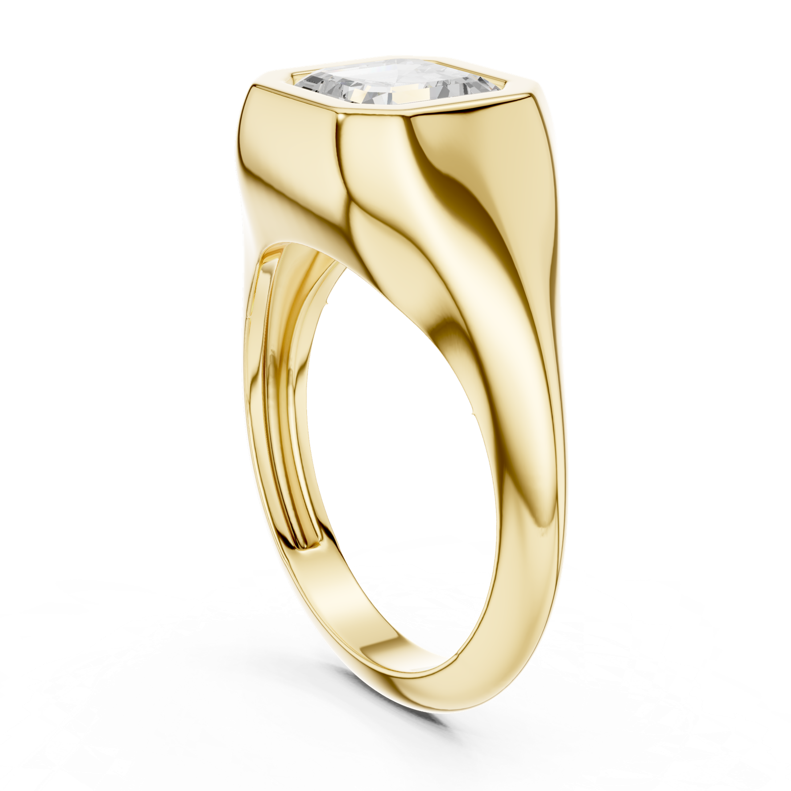 Gold Jewelry L36-4, Asscher center stone, Yellow Gold, view 1