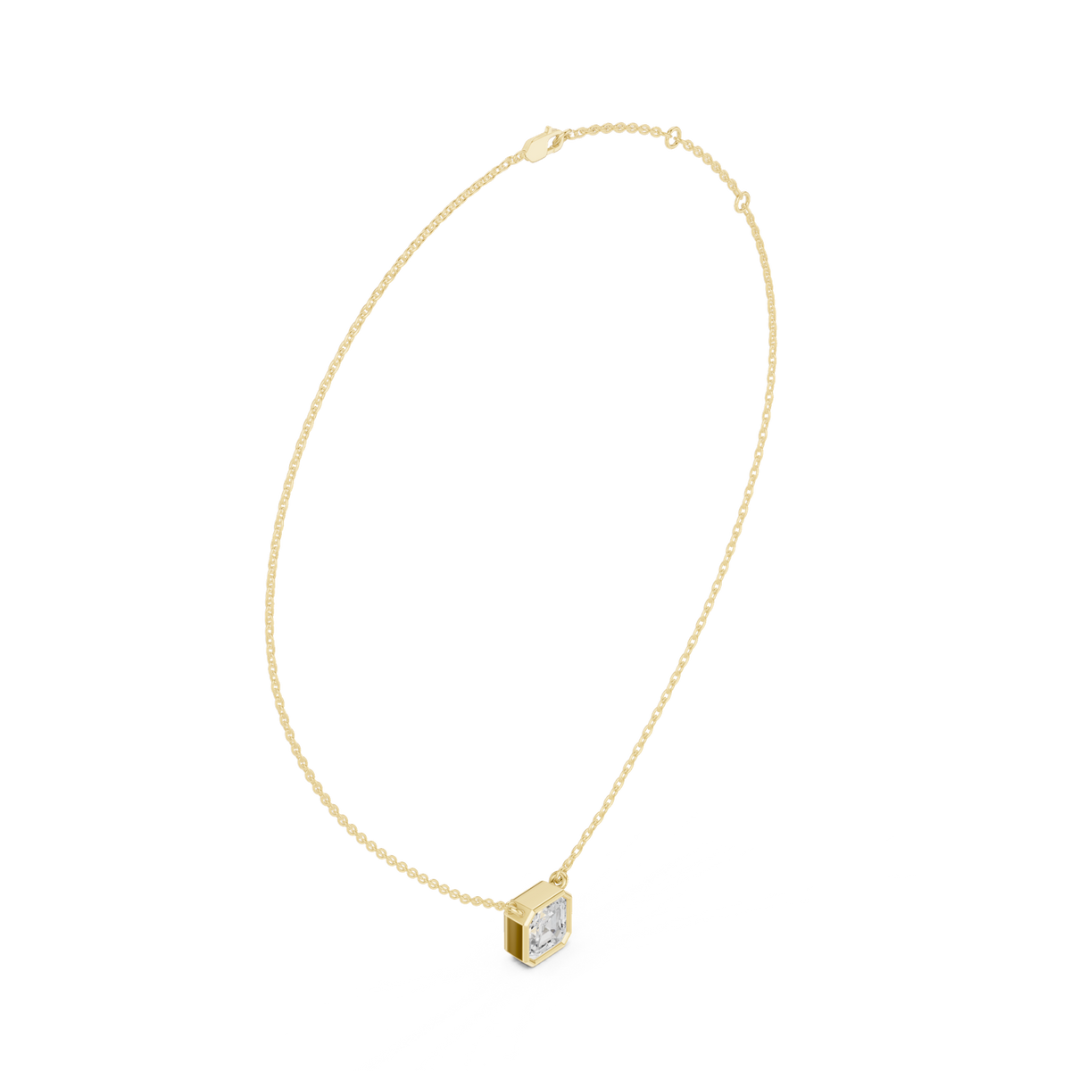 Gold Jewelry, Asscher center stone, Yellow Gold, view 1