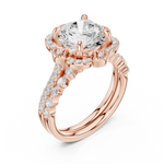 Gold Ring DDLR-442, Round center stone, Rose Gold, view 2