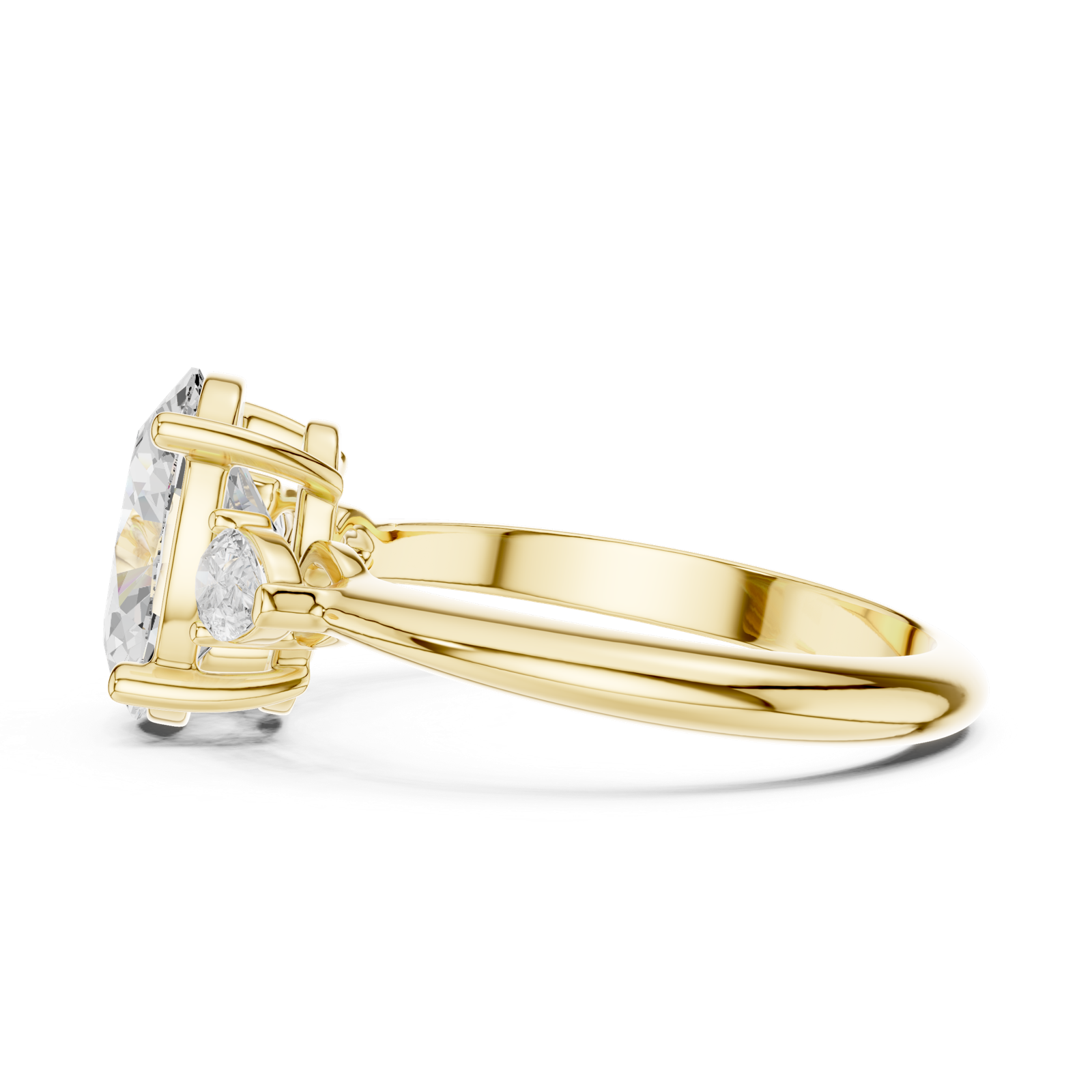 Gold Jewelry L35-66, Oval center stone, Yellow Gold, view 3