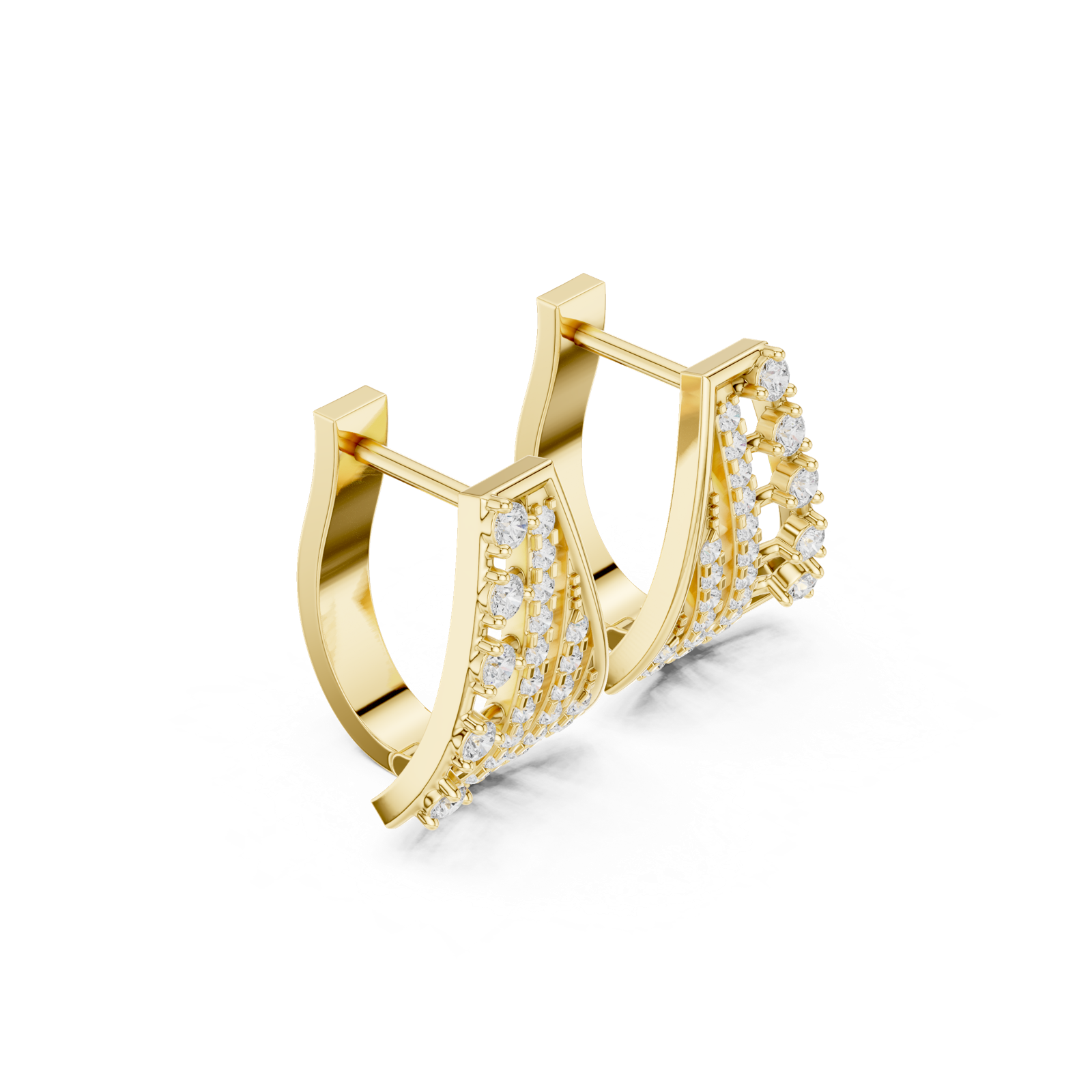 14K Solid Gold Lab Diamond Cluster Earrings, Yellow Gold, view 1