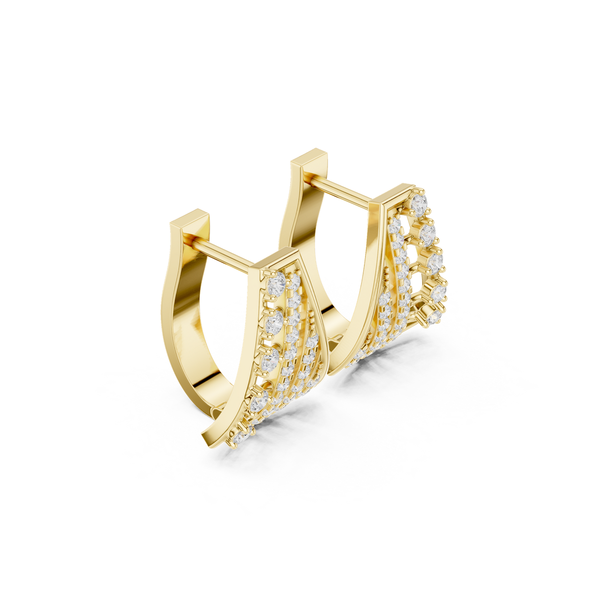14K Solid Gold Lab Diamond Cluster Earrings, Yellow Gold, view 1