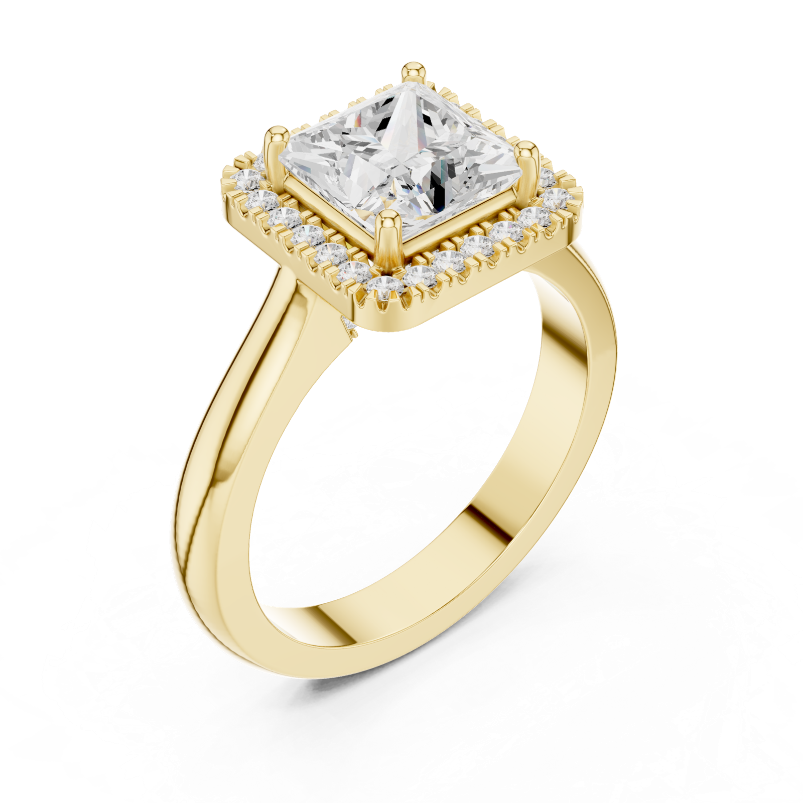 Gold Ring DDLR-338, Princess center stone, Yellow Gold, view 2