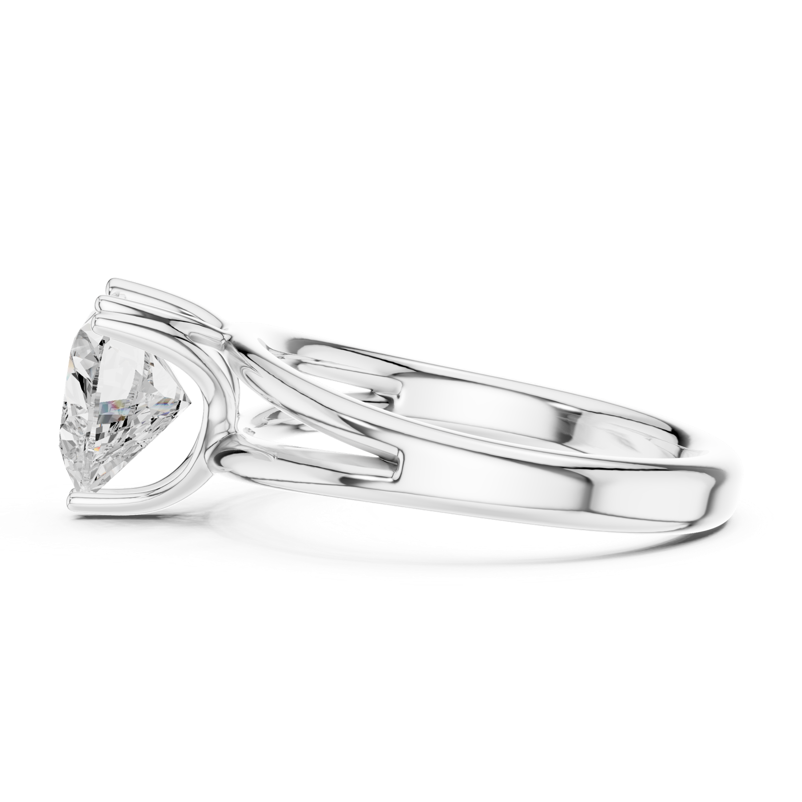 Gold Jewelry L36-7, Heart center stone, White Gold, view 3