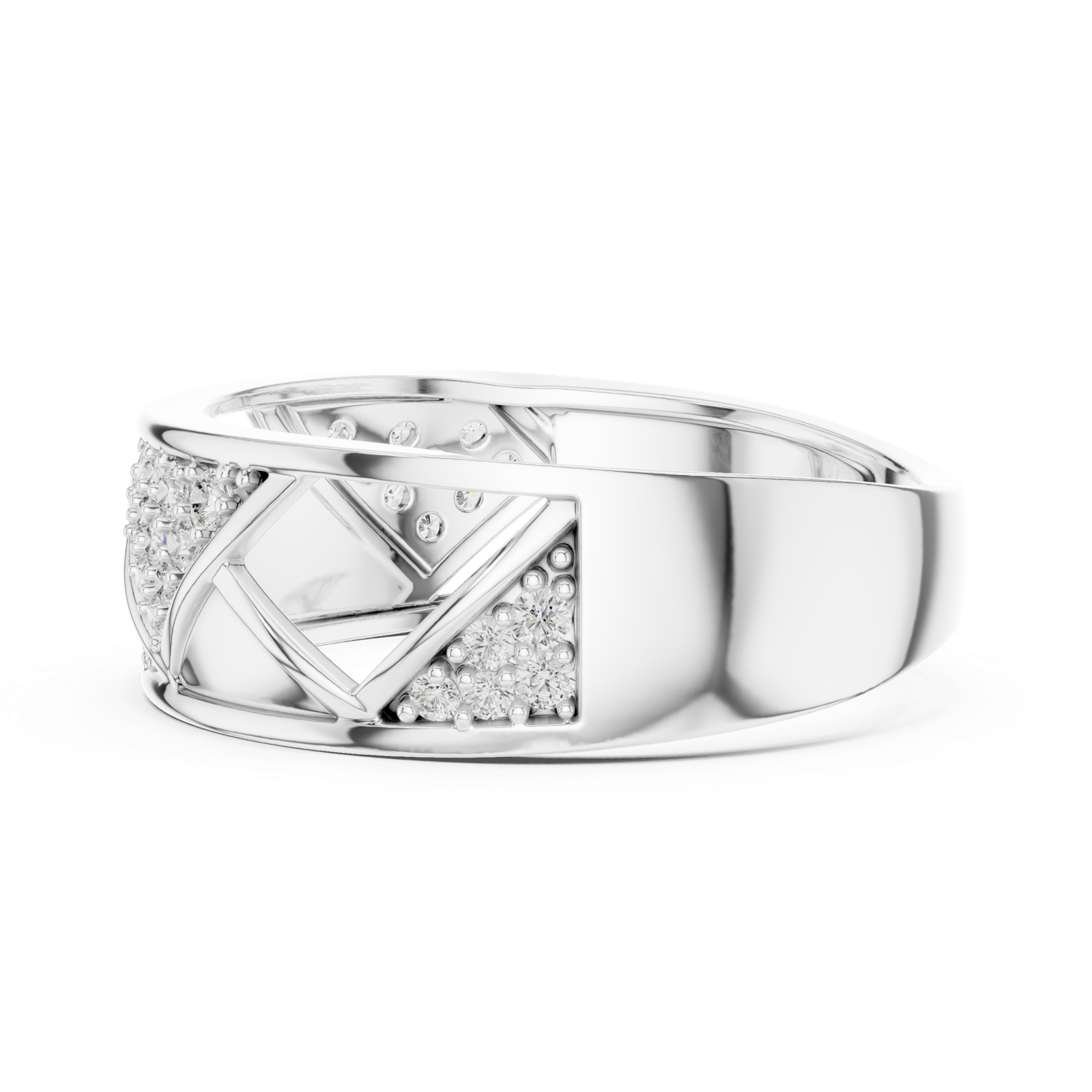 Gold Ring LR-01 (7), White Gold, view 3