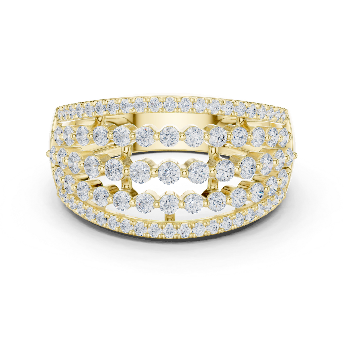 14K Solid Gold Lab Diamond Eternity Ring, Yellow Gold