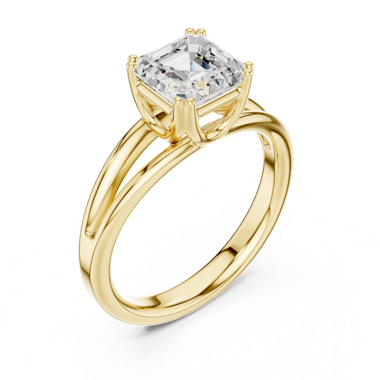 Gold Jewelry L36-7, Asscher center stone, Yellow Gold, view 2