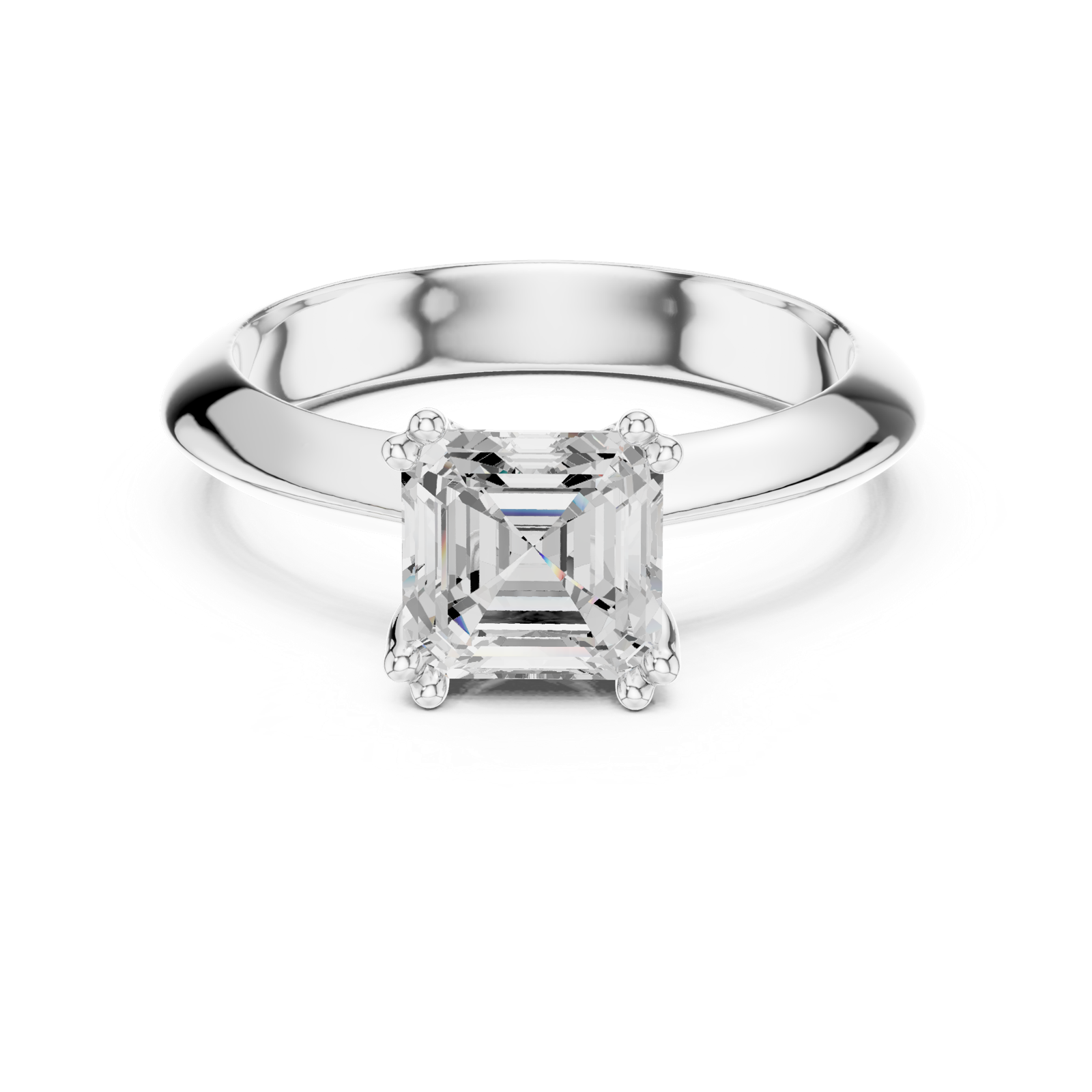 Gold Jewelry L36-8, Asscher center stone, White Gold, view 4