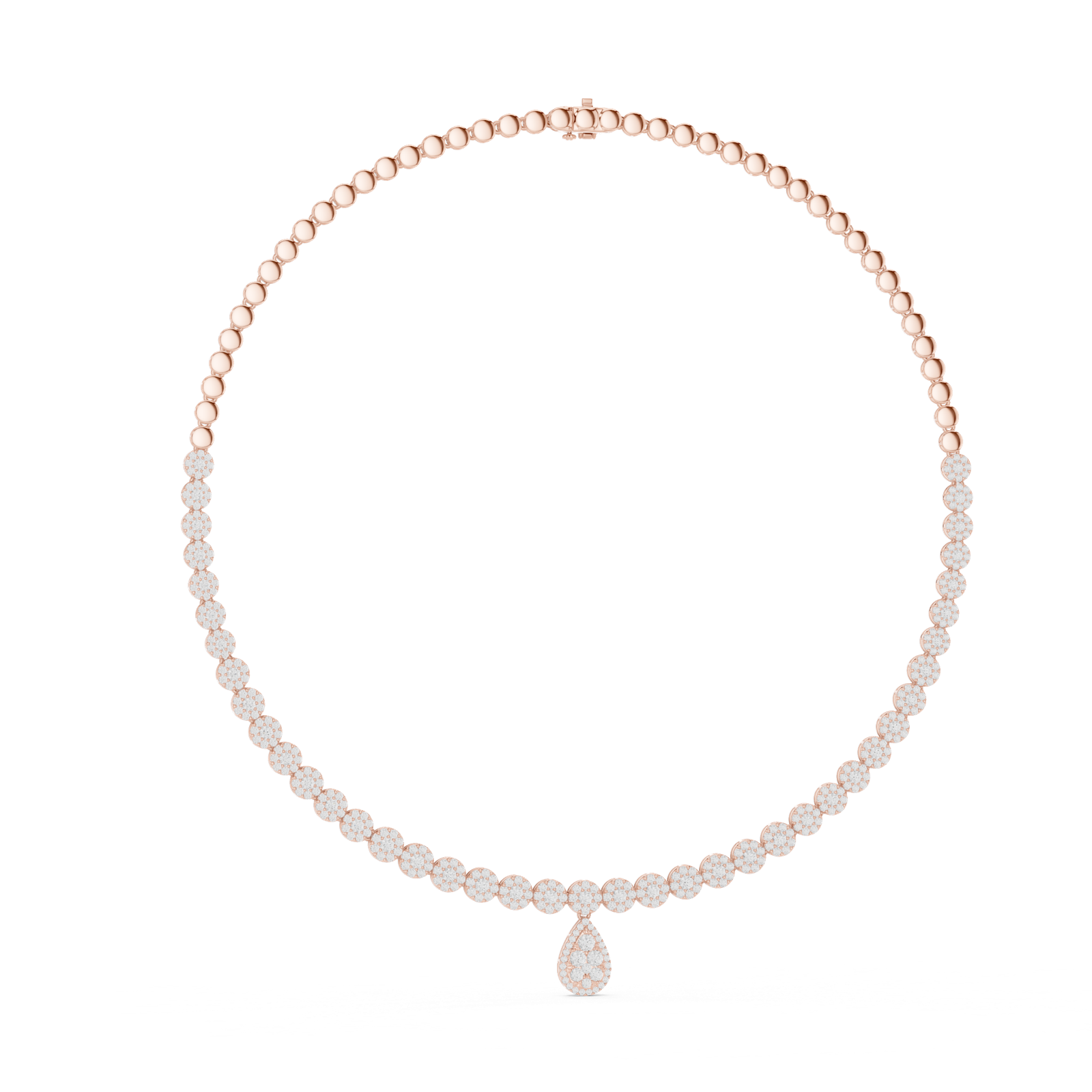 14K Solid Gold Lab Diamond Tennis Necklace, Rose Gold, view 1