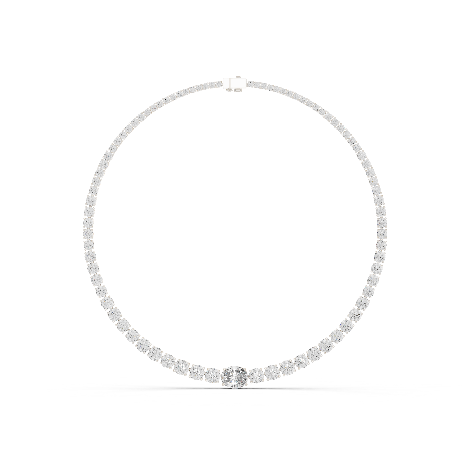 14K Solid Gold Lab Diamond Tennis Necklace, White Gold