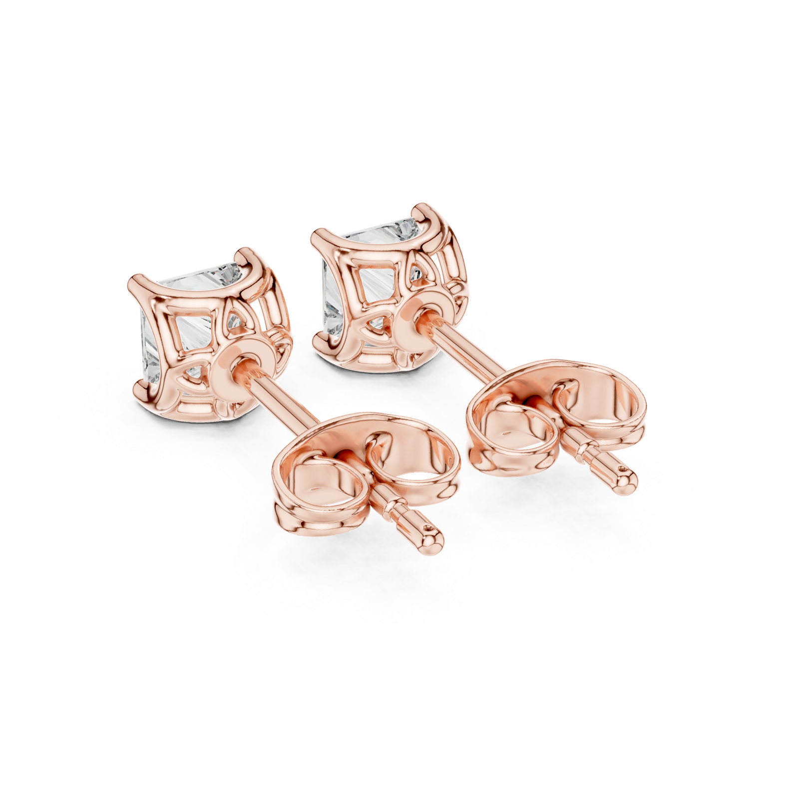 Gold Earrings AER-107, Rose Gold, view 3
