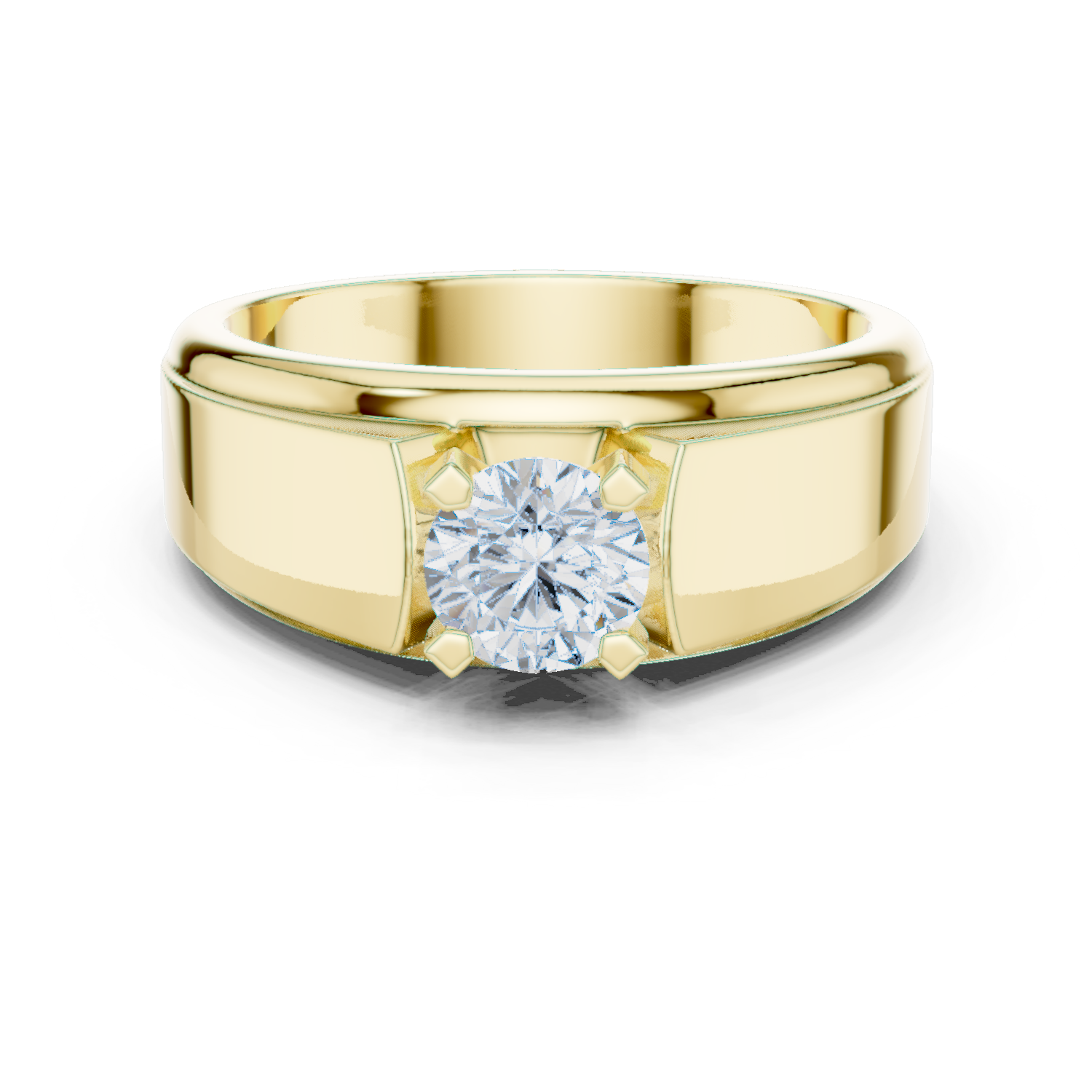 14K Solid Gold Lab Diamond Solitaire Ring, Yellow Gold