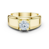 14K Solid Gold Lab Diamond Solitaire Ring, Yellow Gold
