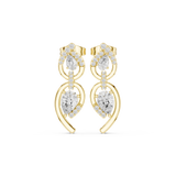 14K Solid Gold Lab Diamond Drop Earrings, Yellow Gold