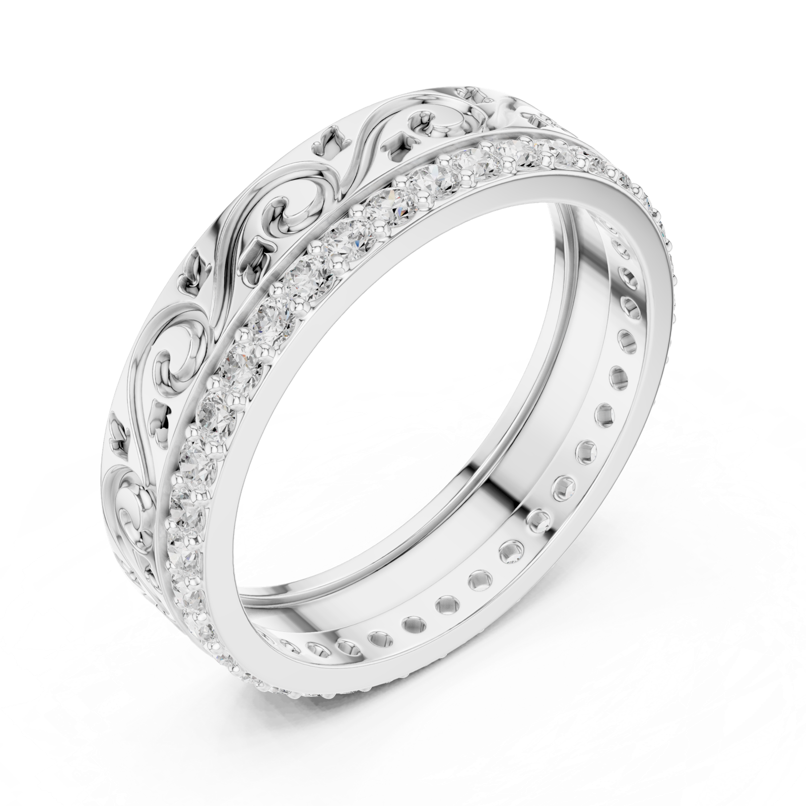 Gold Ring R22, White Gold, view 2
