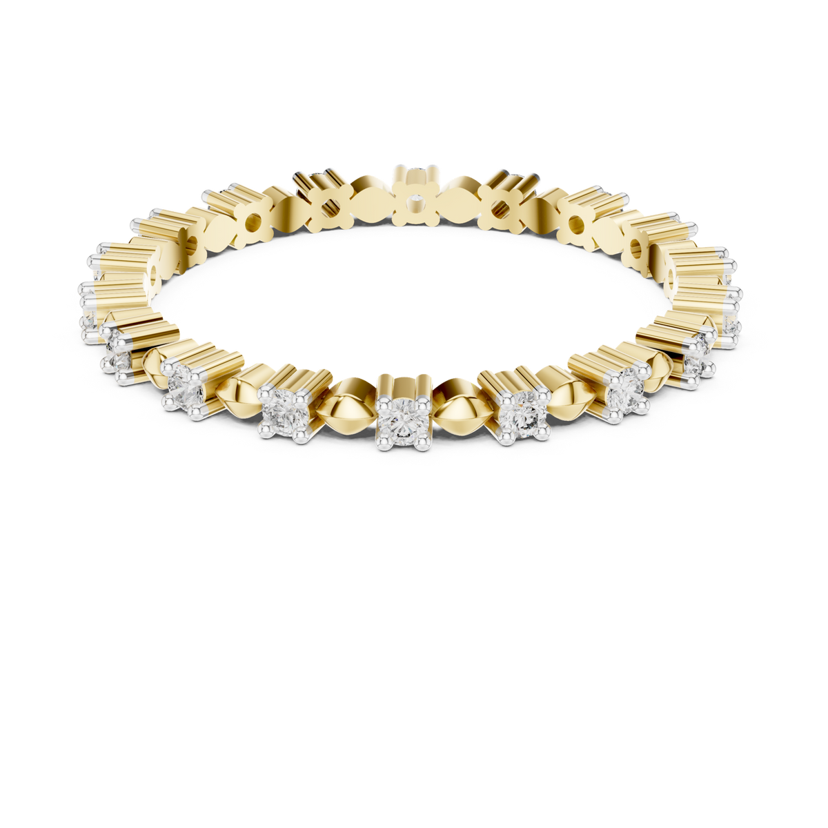 14K Solid Gold Lab Diamond Eternity Ring, Yellow Gold