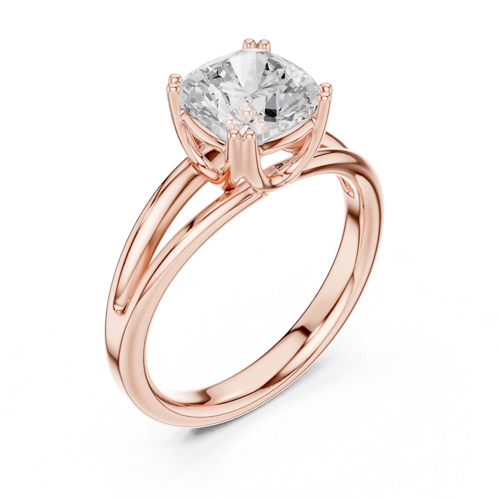 Gold Jewelry L36-7, Cushion center stone, Rose Gold, view 2