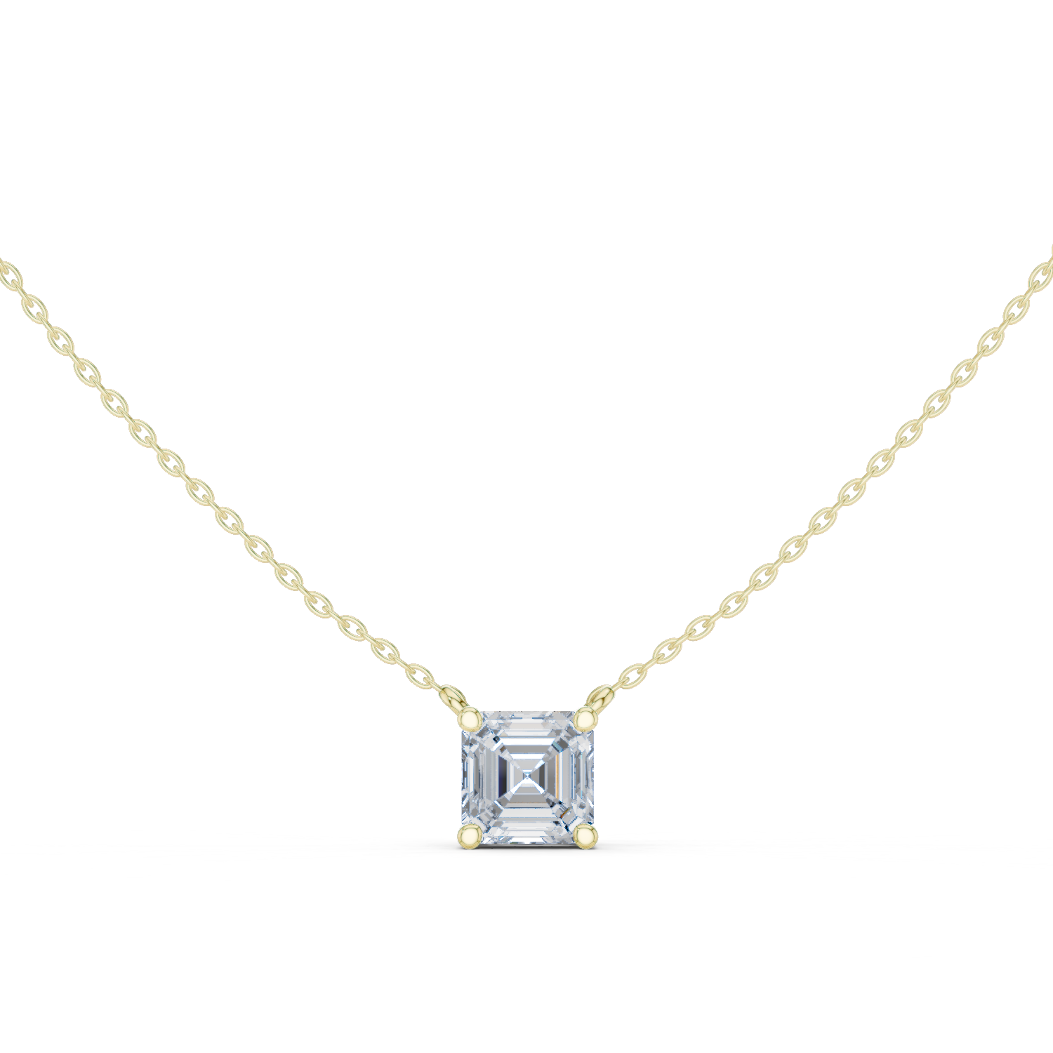 Gold Jewelry, Asscher center stone, Yellow Gold