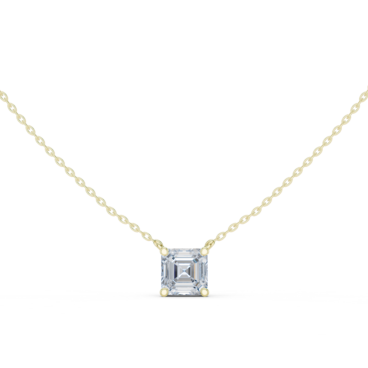 Gold Jewelry, Asscher center stone, Yellow Gold